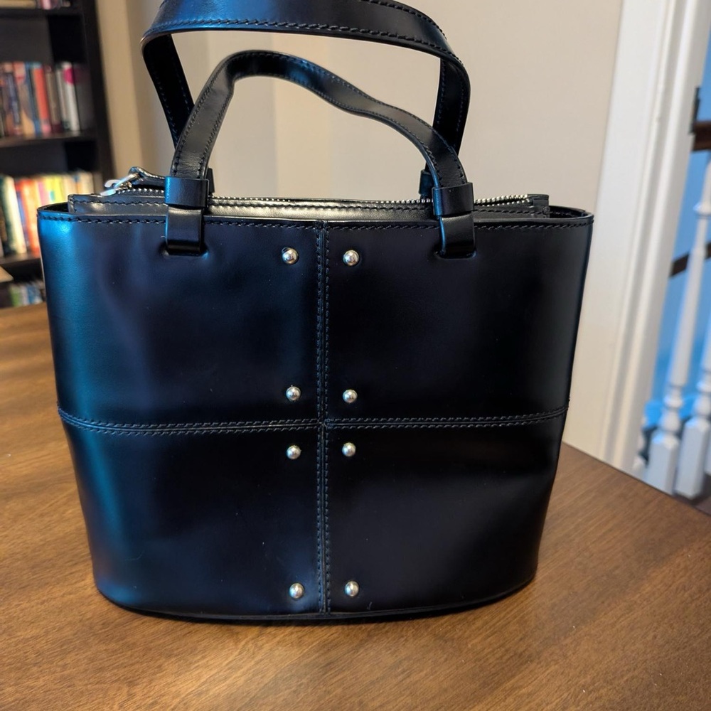 Elegant Black Leather Tote Bag
